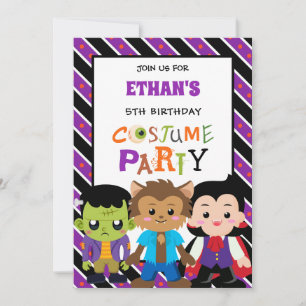 Boys Halloween Costume Party Birthday Kaart