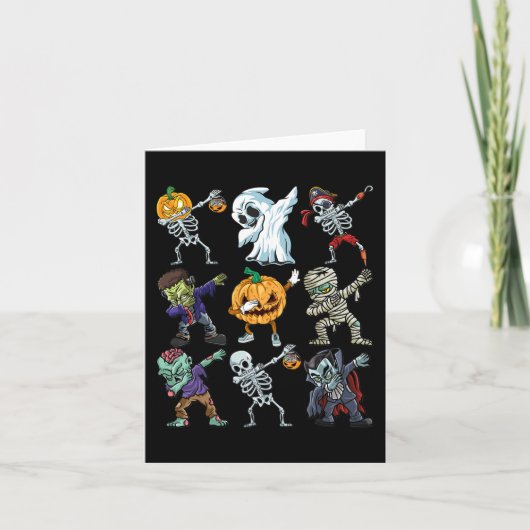 Boys Halloween Skeleton Jack O Lantern Zombie Dab Kaart (Voorkant)