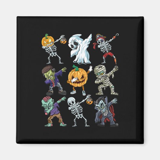 Boys Halloween Skeleton Jack O Lantern Zombie Dab Magneet (Voorkant)