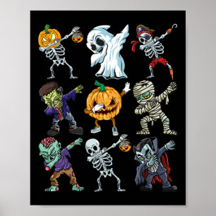Boys Halloween Skeleton Jack O Lantern Zombie Dab Poster