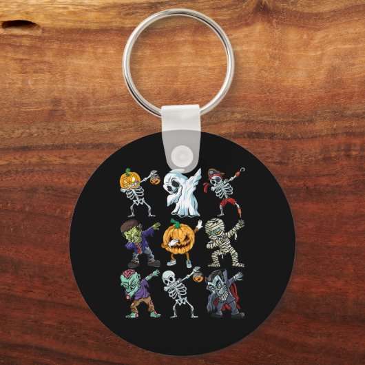Boys Halloween Skeleton Jack O Lantern Zombie Dab Sleutelhanger (Voorkant)