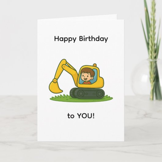 Boy''s Happy Birthday card with digger design Kaart (Voorkant)