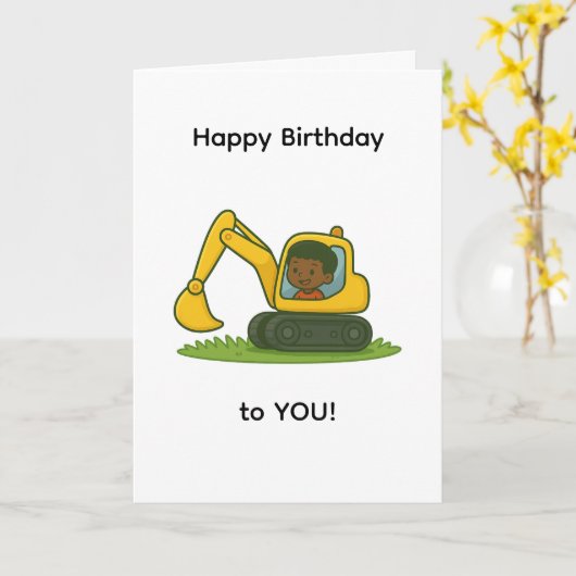 Boy''s Happy Birthday card with digger design Kaart (Gele Bloem)