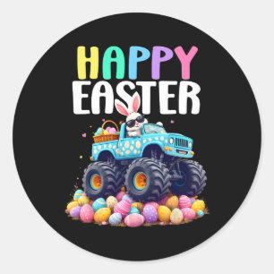 Boys Happy Easter Monster Truck Easter Egdle Toddl Ronde Sticker
