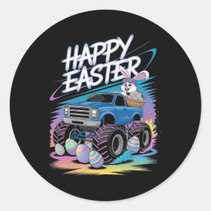 Boys Happy Easter Monster Truck Easter Egdle Toddl Ronde Sticker