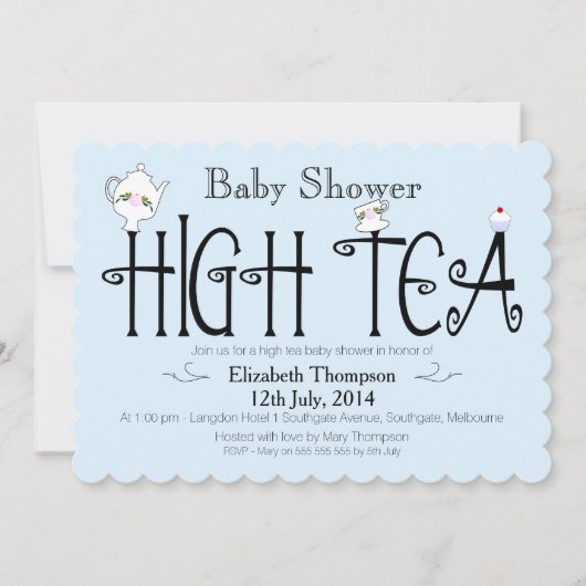 Boys High Tea baby shower Invitation Kaart (Voorkant)