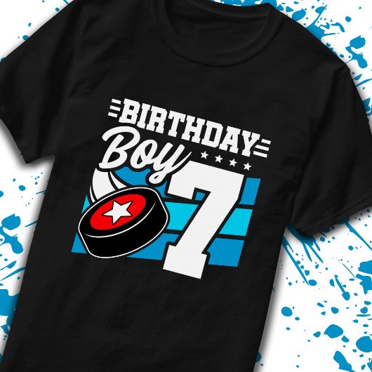 Boys Hockey Birthday 7th Birthday 7 Year Old Boy T-shirt