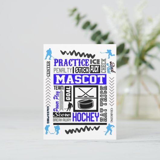 Boys Hockey Terminology in Blue Briefkaart (Staand voorkant)