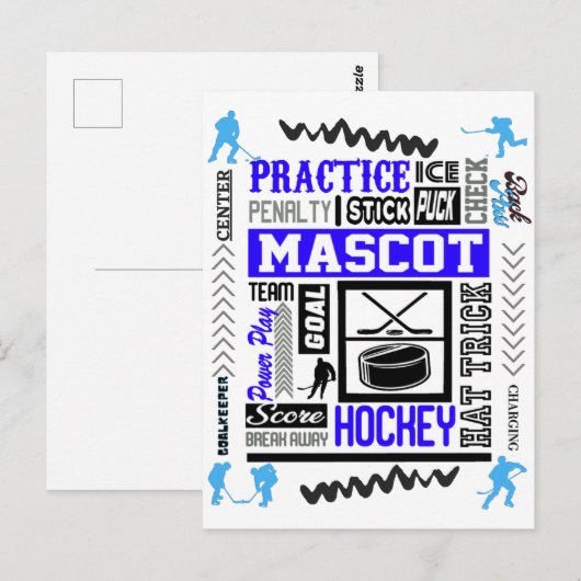 Boys Hockey Terminology in Blue Briefkaart (Voorkant / Achterkant)