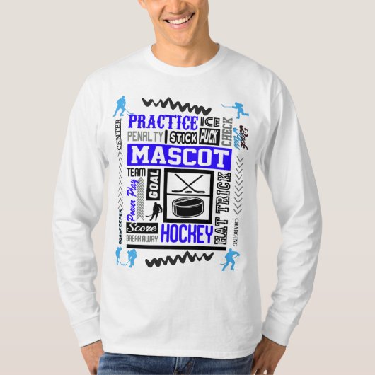 Boys Hockey Terminology in Blue T-shirt (Voorkant)
