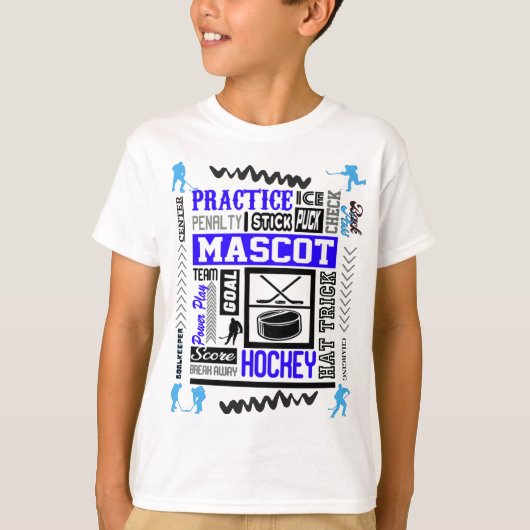 Boys Hockey Terminology in Blue T-shirt (Voorkant)