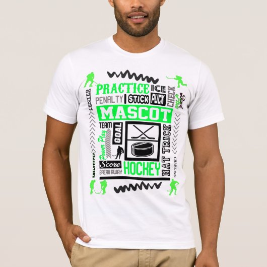 Boys Hockey Terminology in Green T-shirt (Voorkant)