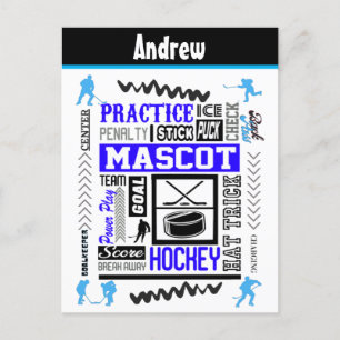 Boys Hockey Terminology Personalized Blue Briefkaart