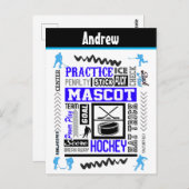 Boys Hockey Terminology Personalized Blue Briefkaart (Voorkant / Achterkant)