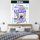Boys Hockey Terminology Personalized Blue Canvas Afdruk (Insitu (Slaapkamer))