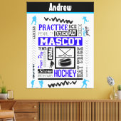 Boys Hockey Terminology Personalized Blue Canvas Afdruk (Insitu (Woonkamer))