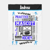 Boys Hockey Terminology Personalized Blue Fleece Deken (Voorkant)