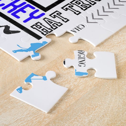 Boys Hockey Terminology Personalized Blue Legpuzzel (Zijkant)