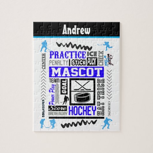 Boys Hockey Terminology Personalized Blue Legpuzzel (Verticaal)