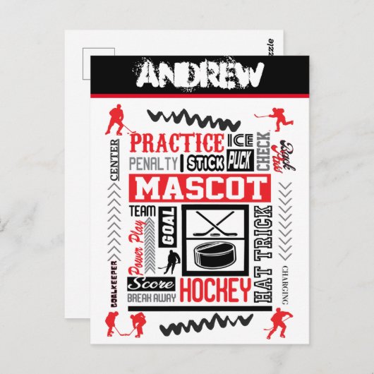 Boys Hockey Terminology Personalized Briefkaart (Voorkant / Achterkant)