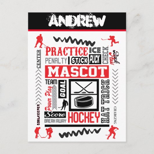Boys Hockey Terminology Personalized Briefkaart (Voorkant)