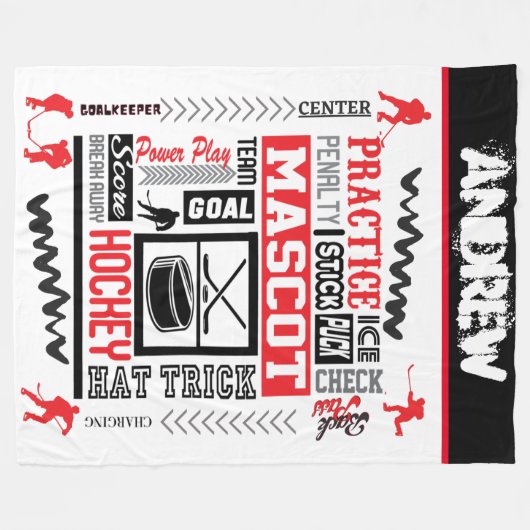 Boys Hockey Terminology Personalized Fleece Deken (Voorkant (Horizontaal))