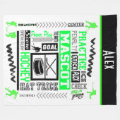 Boys Hockey Terminology Personalized Neon Green Fleece Deken (Voorkant (Horizontaal))