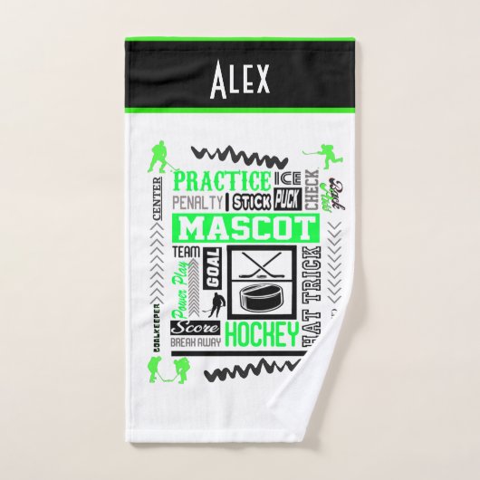 Boys Hockey Terminology Personalized Neon Green Handdoek (Handdoek)