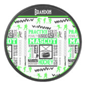 Boys Hockey Terminology Personalized Neon Green Hockey Puck (Voorkant)
