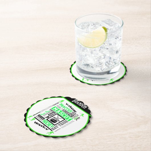 Boys Hockey Terminology Personalized Neon Green Kartonnen Onderzetters (Insitu)