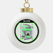 Boys Hockey Terminology Personalized Neon Green Keramische Bal Ornament (Voorkant)