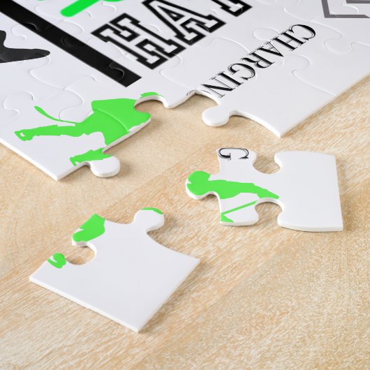 Boys Hockey Terminology Personalized Neon Green Legpuzzel (Zijkant)