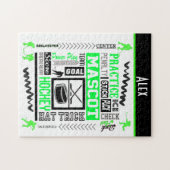 Boys Hockey Terminology Personalized Neon Green Legpuzzel (Horizontaal)