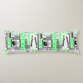 Boys Hockey Terminology Personalized Neon Green Lichaamskussen (Achterkant)