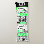 Boys Hockey Terminology Personalized Neon Green Lichaamskussen (Voorkant Verticaal)