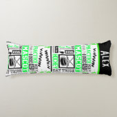 Boys Hockey Terminology Personalized Neon Green Lichaamskussen (Voorkant)