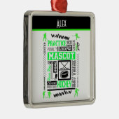 Boys Hockey Terminology Personalized Neon Green Metalen Ornament (Rechts)
