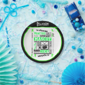 Boys Hockey Terminology Personalized Neon Green Papieren Bordje (Feest)