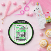 Boys Hockey Terminology Personalized Neon Green Papieren Bordje (Feest)