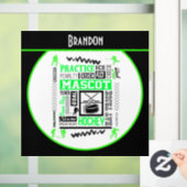 Boys Hockey Terminology Personalized Neon Green Raamsticker (Huis)