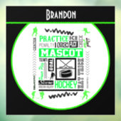 Boys Hockey Terminology Personalized Neon Green Raamsticker (Vel 3)