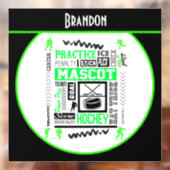 Boys Hockey Terminology Personalized Neon Green Raamsticker (Vel 2)