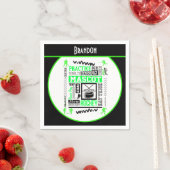 Boys Hockey Terminology Personalized Neon Green Servet (Insitu)