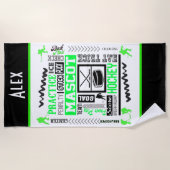 Boys Hockey Terminology Personalized Neon Green Strandlaken (Voorkant)