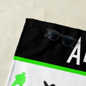 Boys Hockey Terminology Personalized Neon Green Strandlaken (In situ)