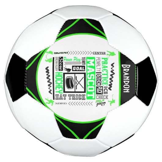 Boys Hockey Terminology Personalized Neon Green Voetbal (Gedraaid)