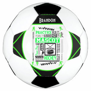 Boys Hockey Terminology Personalized Neon Green Voetbal