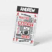 Boys Hockey Terminology Personalized Reclamebord Met Voetstuk (Voorkant)