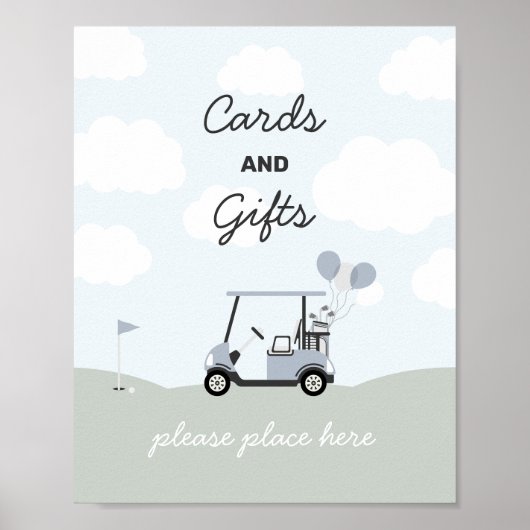 Boys' Hole-In-One Golf 1st Birthday Sign Poster (Voorkant)