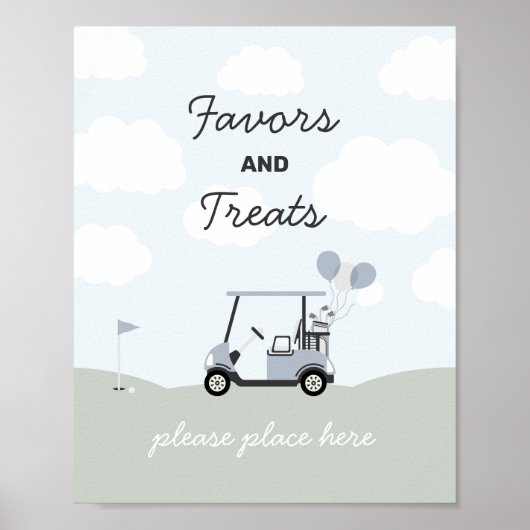 Boys' Hole-In-One Golf 1st Birthday Sign Poster (Voorkant)